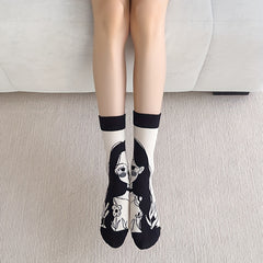 2 Pairs Cartoon Print Socks Comfy & Crew Socks Women's Stockings & Hosiery