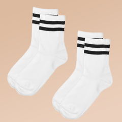 2 Pairs Women's Striped Mid Tube Socks