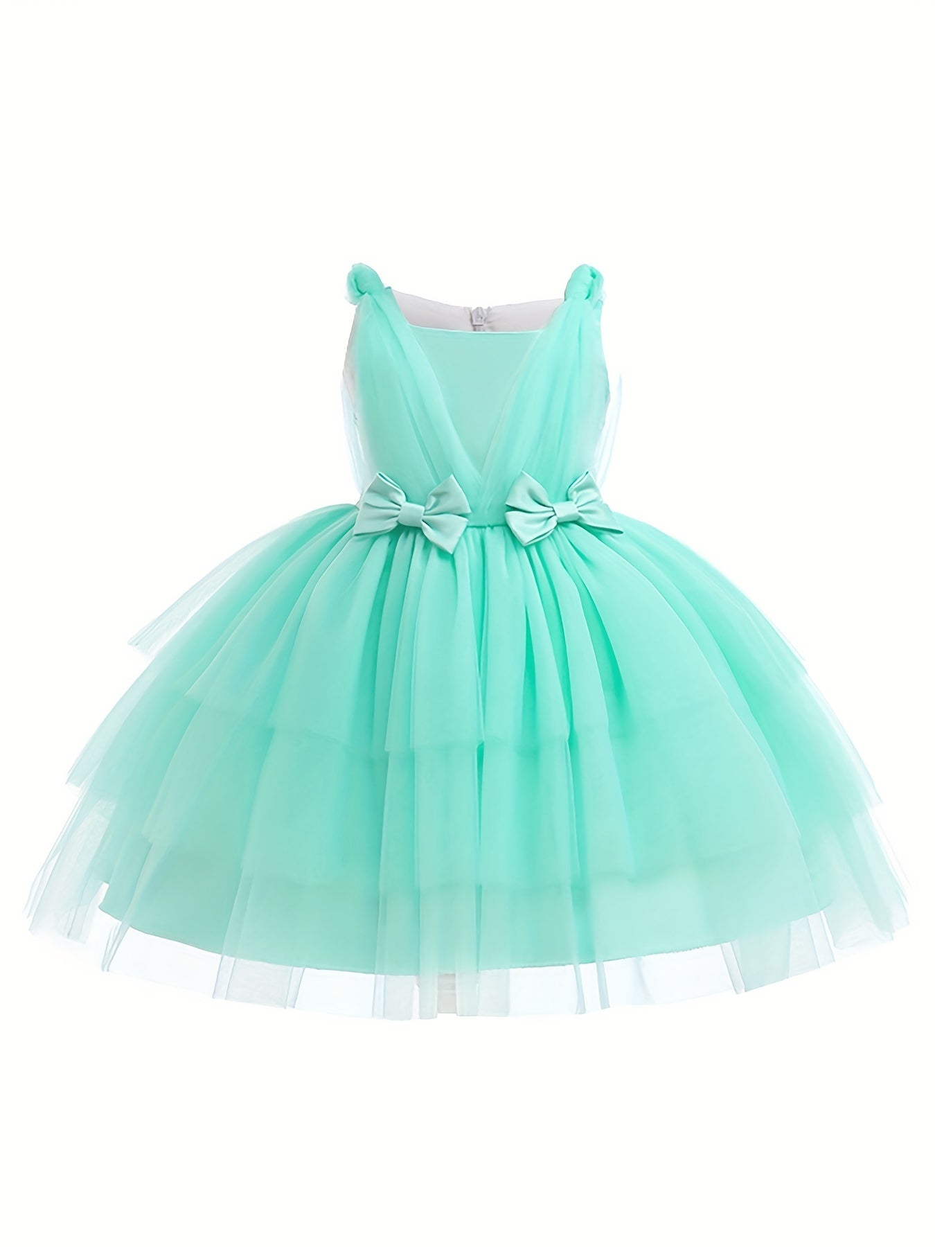 Princess Dress Birthday Girl Bow Decor Layered Tutu Dress