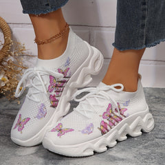 Breathable Butterfly Print Non-slip Running Shoes Lightweight Outdoor Sneakers