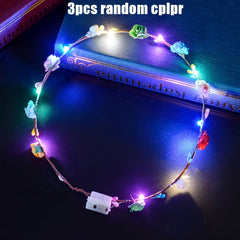 LED Flower Crown Headdress Wreath Headband for Women
