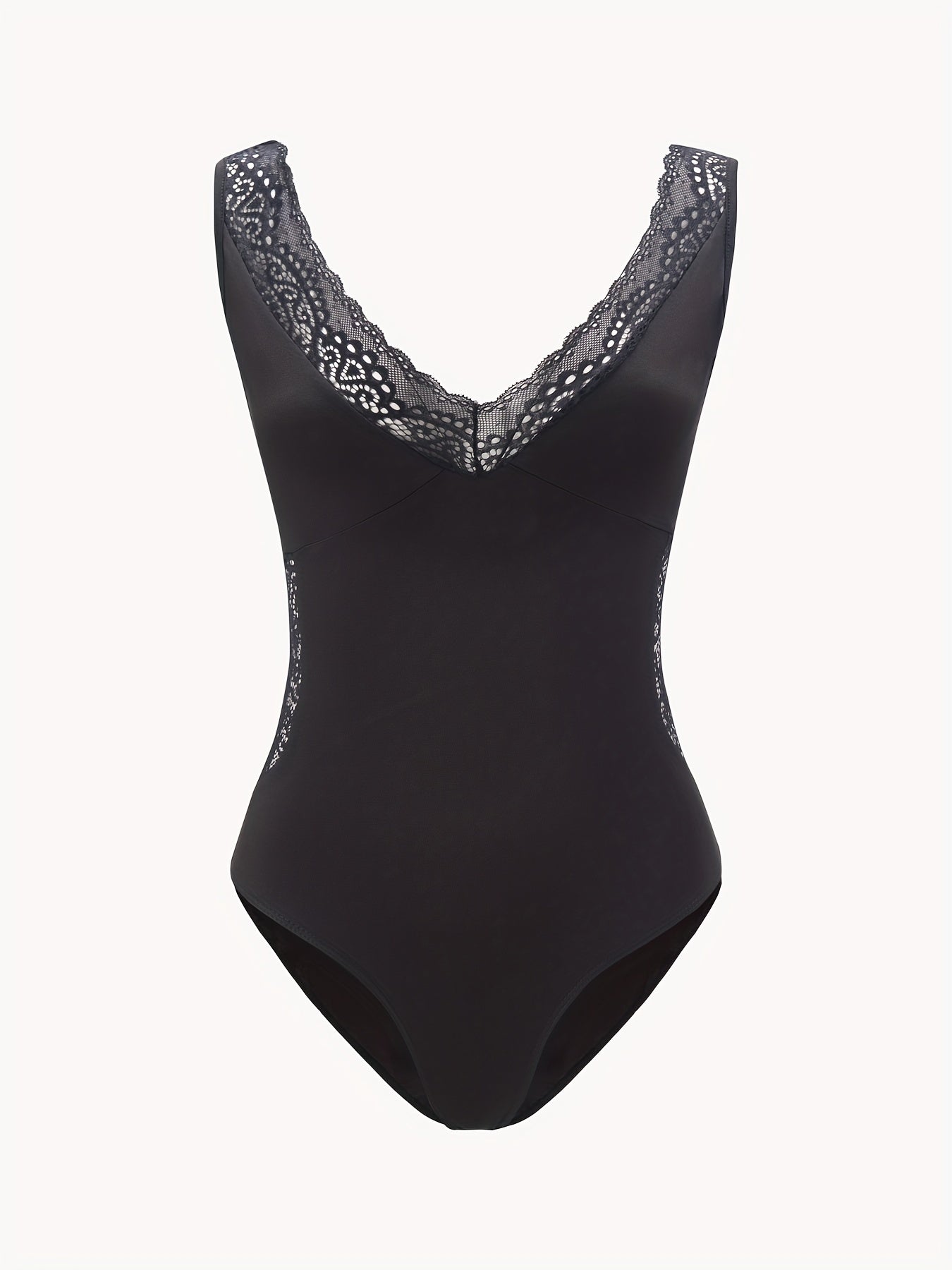 Lace V neck Bodysuit Sexy Sleeveless One Piece Bodysuit
