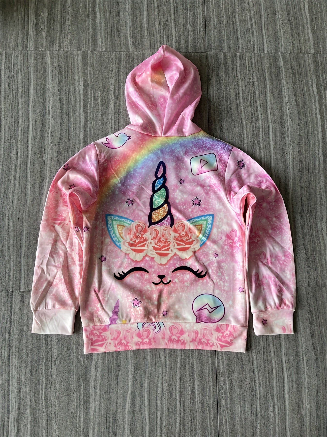 Girls Unicorn Print Hoodie Spring Casual Clothes