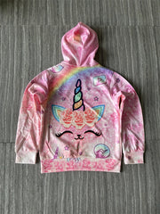 Girls Unicorn Print Hoodie Spring Casual Clothes