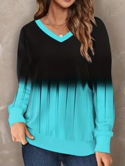 V Neck Pullover Sweatshirt Casual Long Sleeve for Women