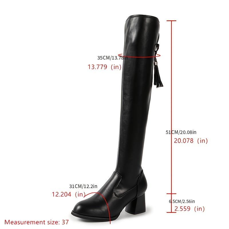 Pointed Toe Chunky Heeled Over The Knee Boots with Tie Back
