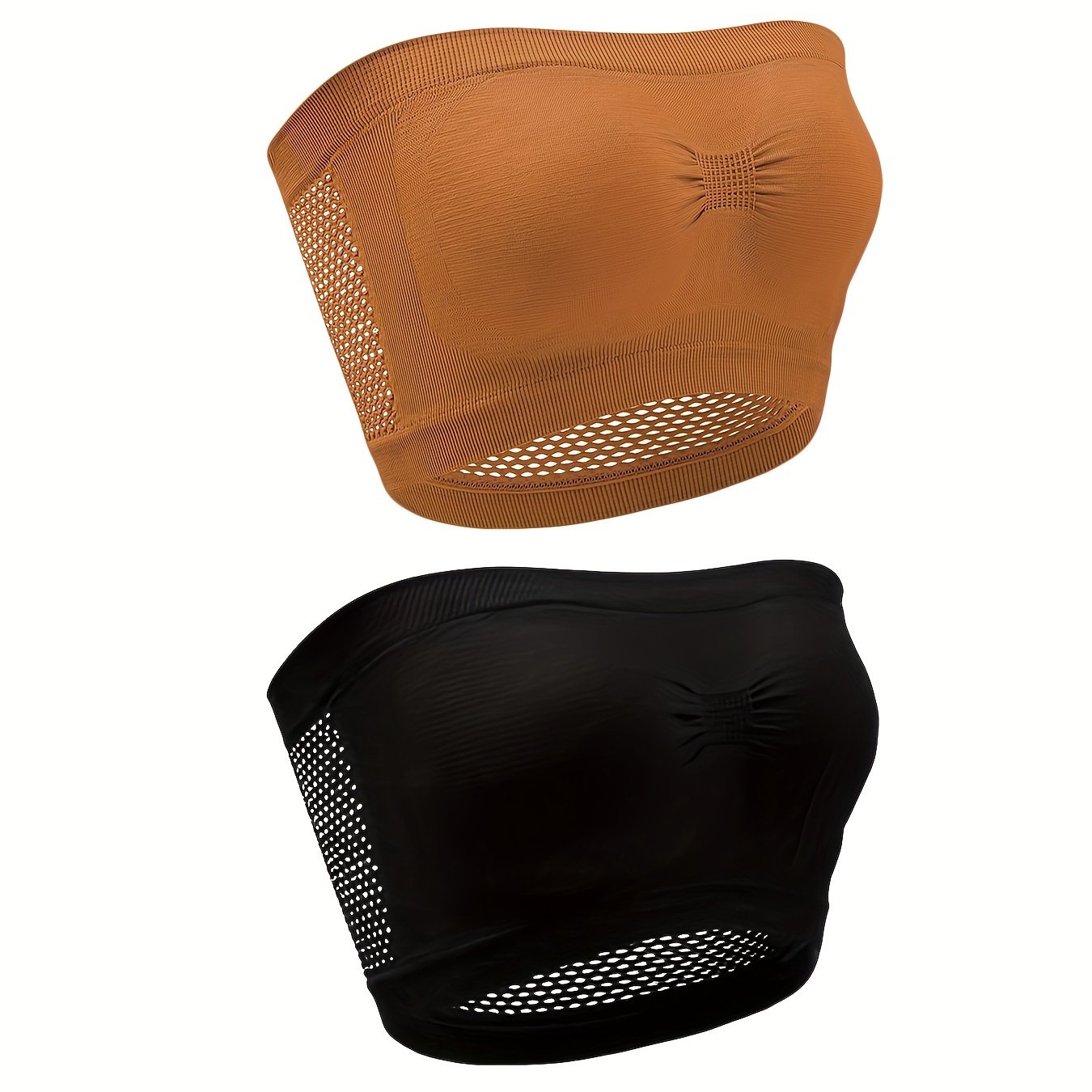 2pcs Seamless Bandeau Bras Breathable Stretch Everyday Bra