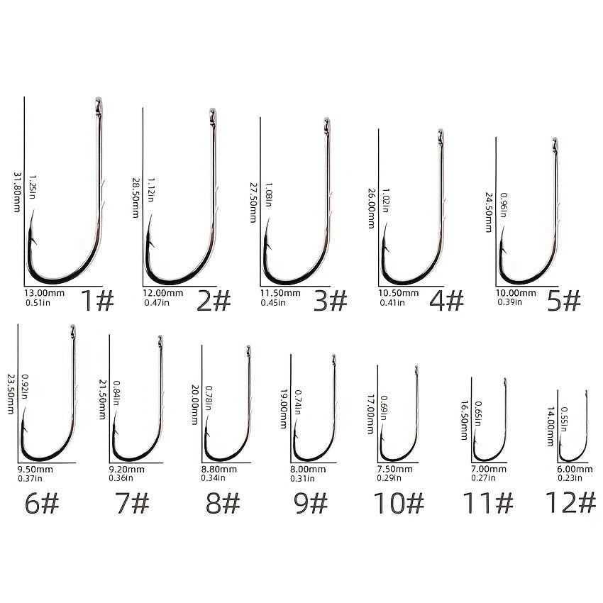 100pcs Strong Fishing Hooks Size 1 12 Japan Fishhooks w Portable Box