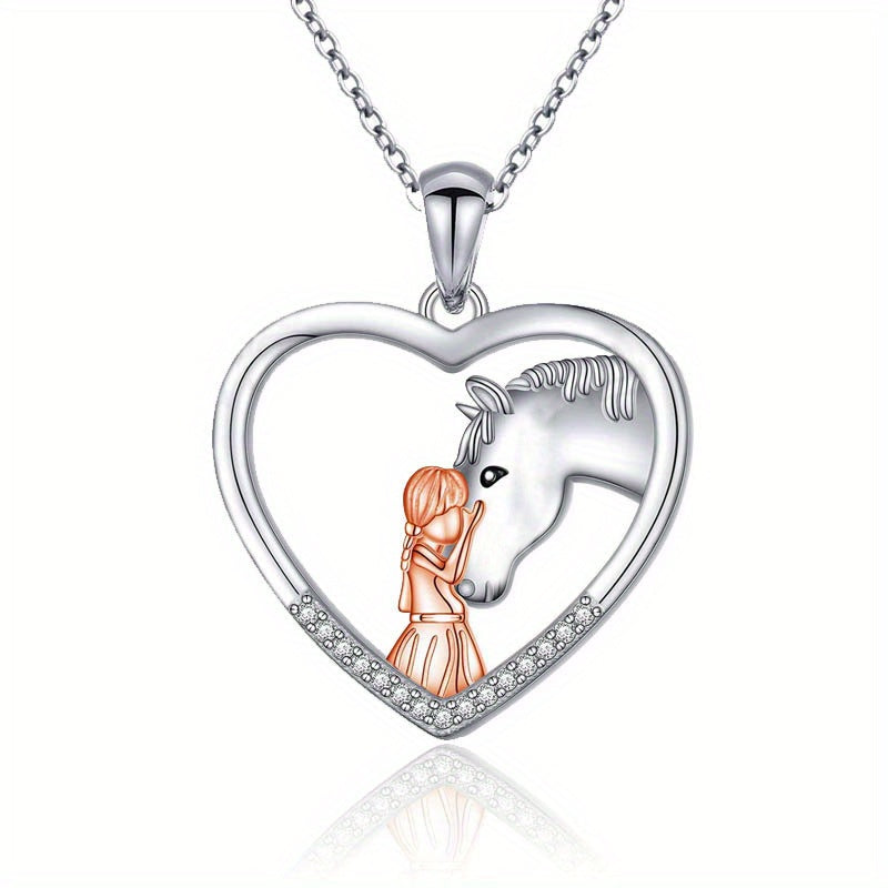 Heart Horse Pendant Necklace for Friends, Boys and Girls