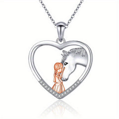 Heart Horse Pendant Necklace for Friends, Boys and Girls