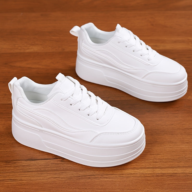 Women's Lace up Platform Sneakers Height Increased Skate Shoes