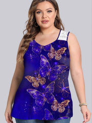 Butterfly Print V Neck Tank Top