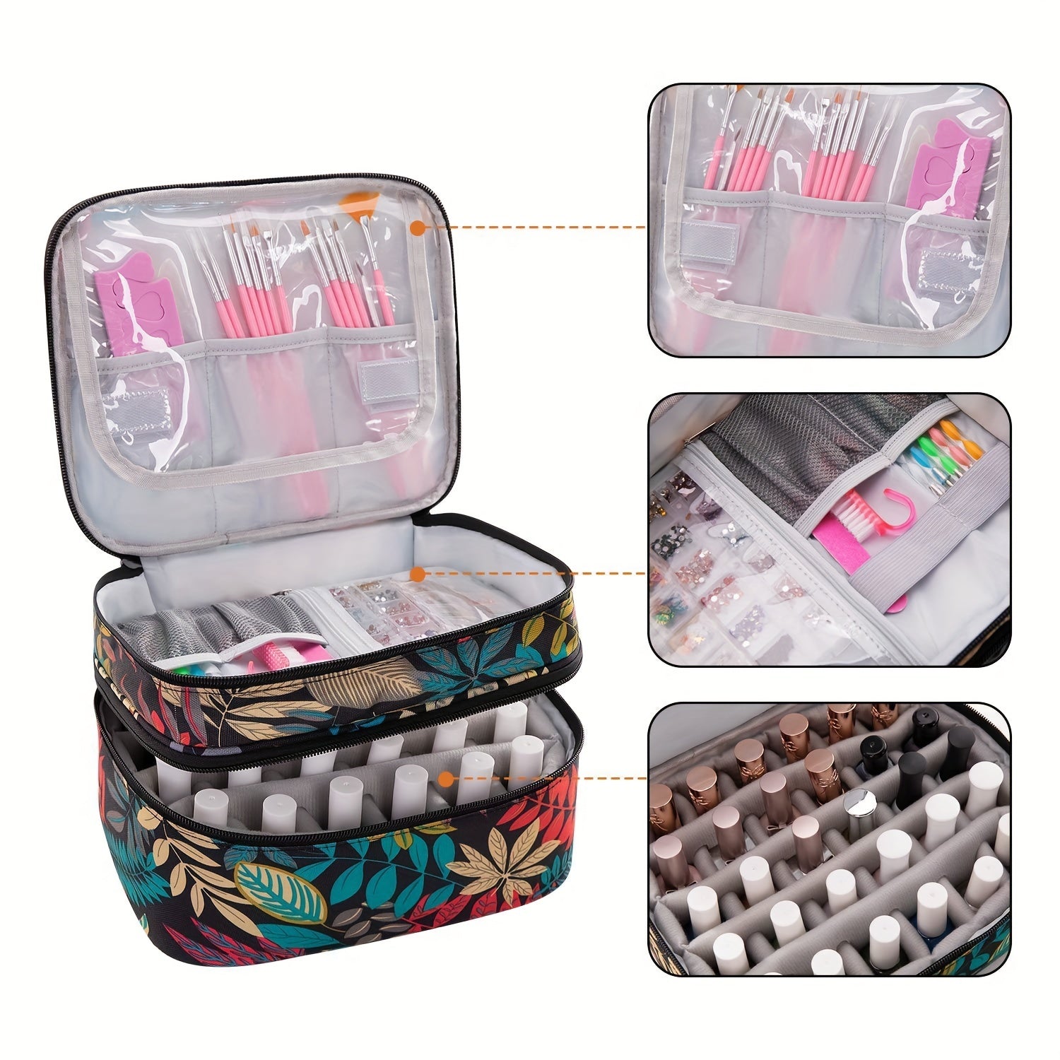 Double Layer Nail Polish Organizer Case Portable Storage Dividers Gel Holder