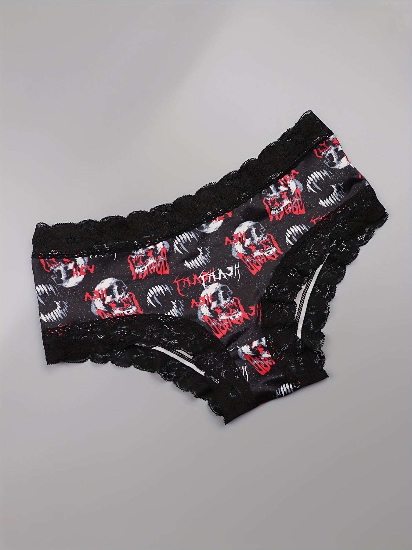 3-Pack Plus Size Gothic Panties Set Women's Skull Print Contrast