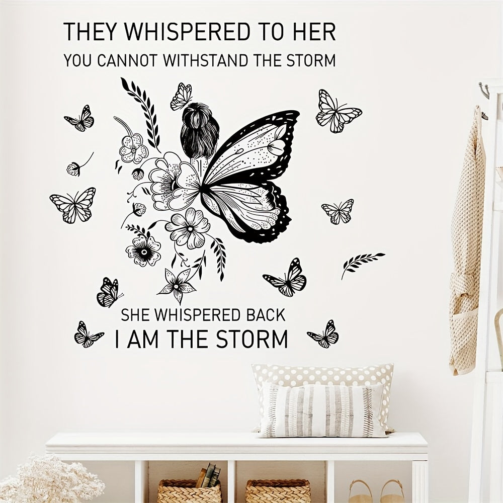 Butterfly Girl Wall Sticker Self Adhesive PVC Decal for Home Decor
