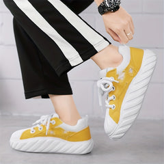 Men's Breathable Ripped Canvas Shoes Thick Bottom Walking Shoes
