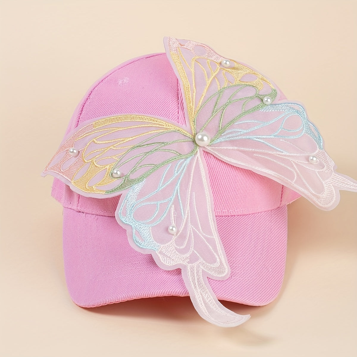 Pink Gradient Butterfly Baseball Cap Y2K Style Sun Hat