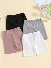 4pcs Girls Waffle Cotton Shorts Set Elastic Waist Comfy Dance Ballet Skirt Under