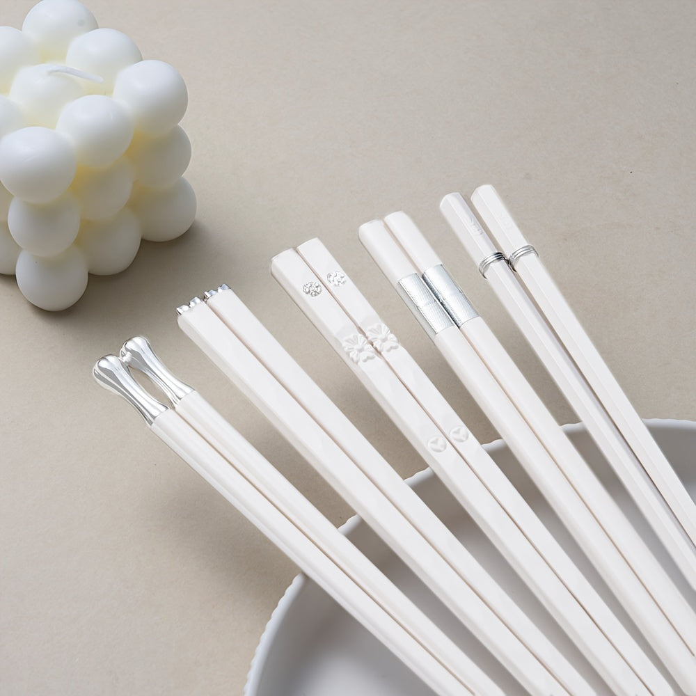 5 Pairs Reusable Metal Chopsticks for Outdoor and Home Use