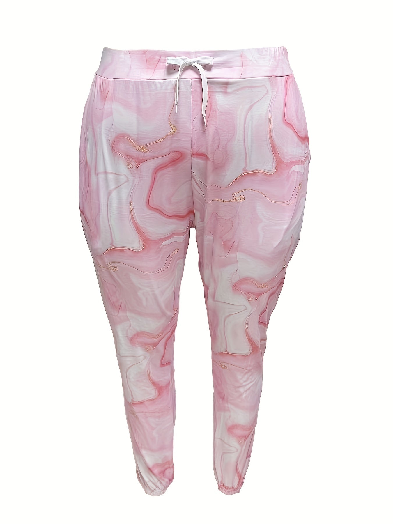 Ombre Marble Print Pajama Set Long Sleeve Top & Jogger Pants