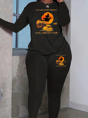 Halloween Gothic Outfits Women's Witch Tee & Leggings Set