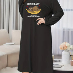 Sleep Sloth & Banana Print Long Sleeve Nightdress