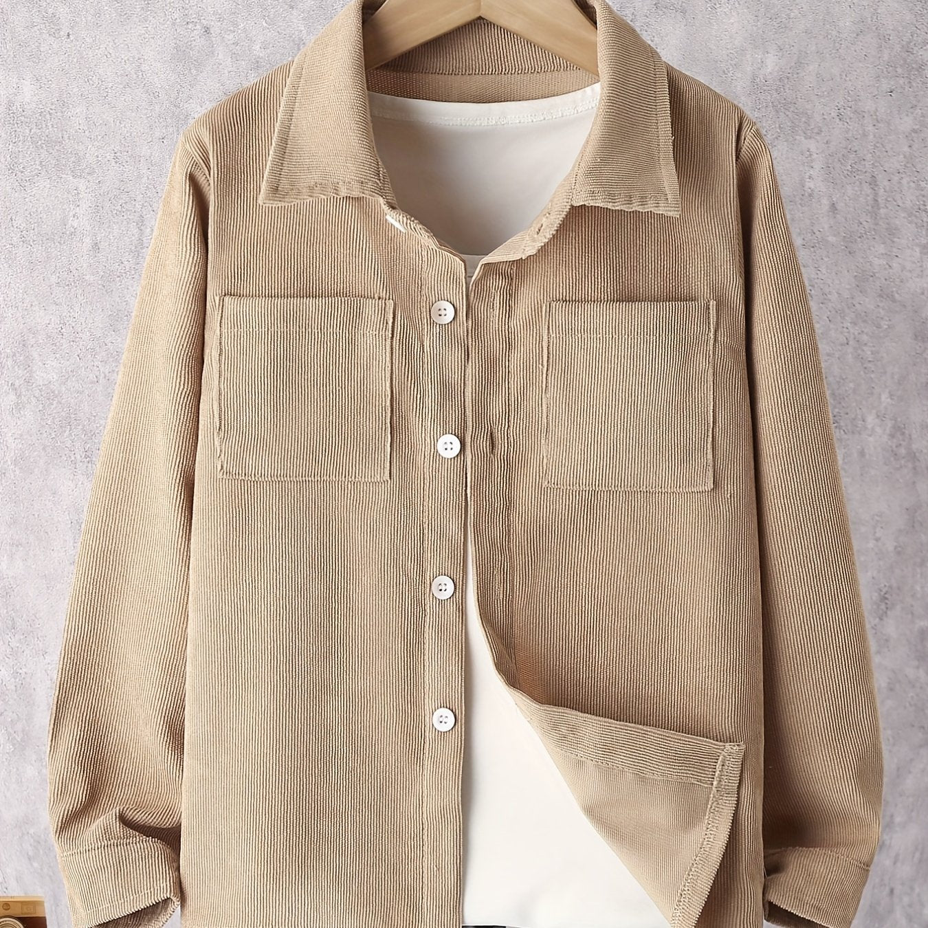 Boys Corduroy Shirts Long Sleeve Button Down Outwear