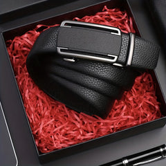 Men's Leather Belt Automatic Buckle Business Suit Waist Strap