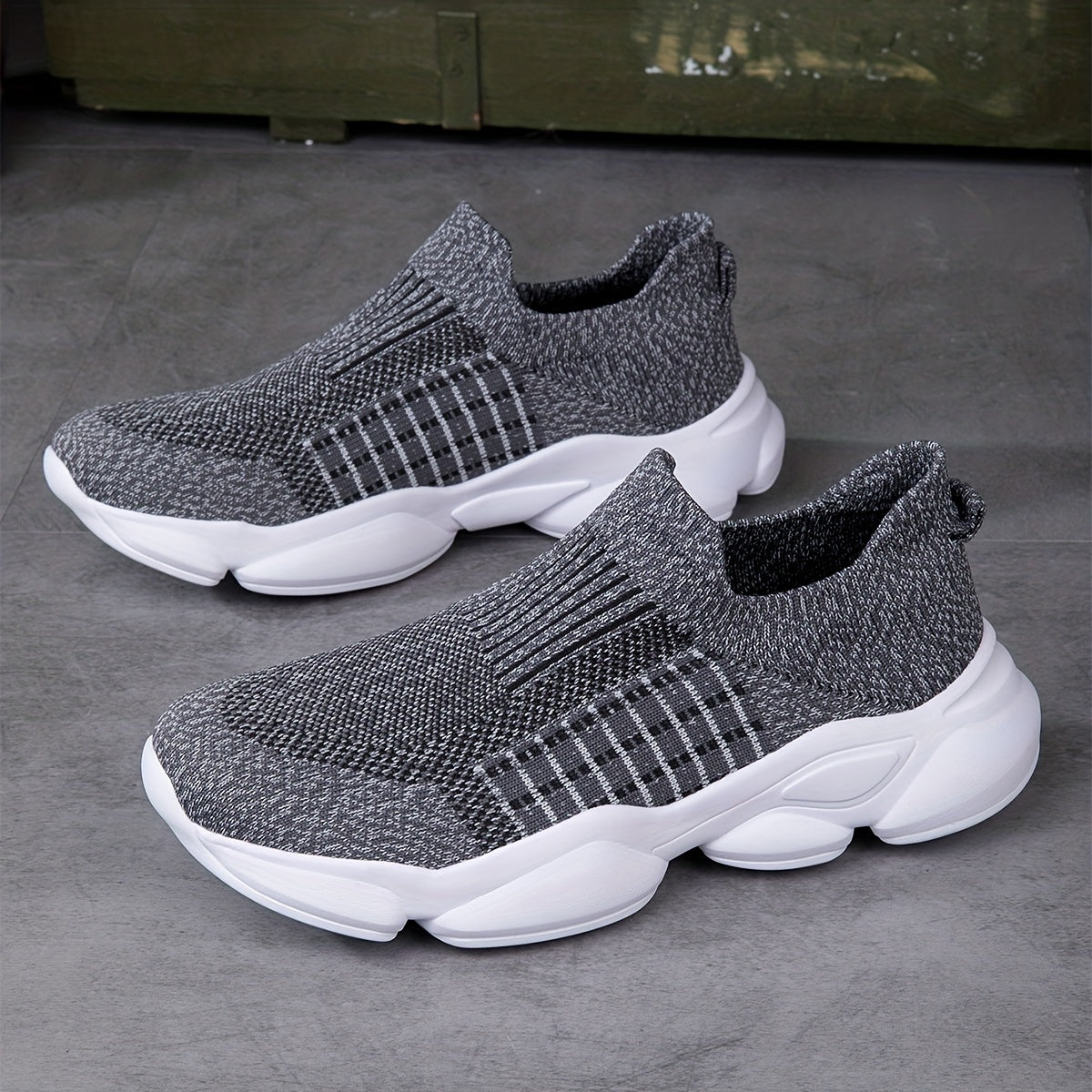Men's Striped Knitted Slip On Sock Shoes