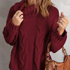 Women's Cable Knit Turtleneck Sweater