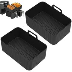 2pcs Silicone Air Fryer Pot w/ Handle Heat Resistant Basket Liner