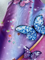 Girls Shimmering Butterfly Dress 3D Print Sleeveless Crew Neck