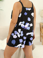 Floral Print Plus Size Romper with Pockets