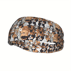 Unisex Dog Print Sports Headband Sweat Wicking Stretchy Polyester
