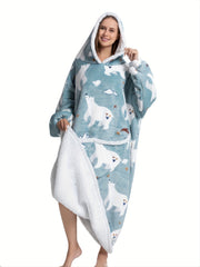 Alpaca Print Flannel Hoodie Nightgown