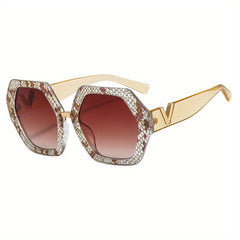 Oversized Polygonal Sunglasses UV400 Gradient Glasses