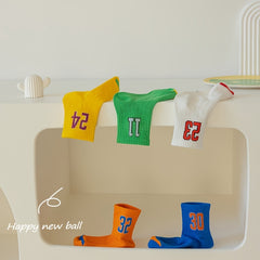 5 Pairs Boys Number Socks for Spring and Summer