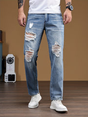 Men's Ripped Jeans Distressed Street Style Denim Pants