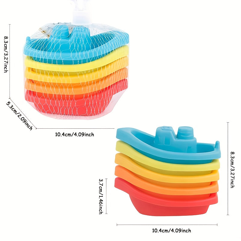 Rainbow Colored Toy Boats Set
