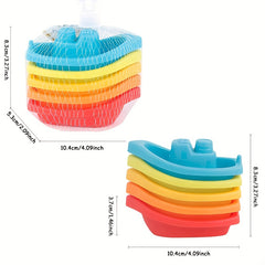 Rainbow Colored Toy Boats Set
