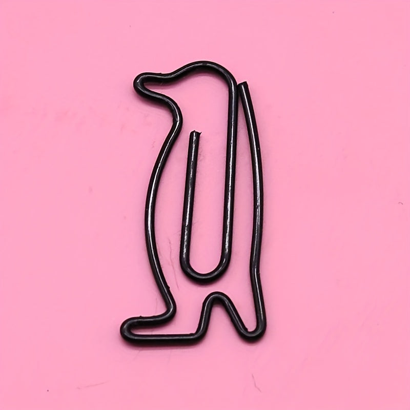 100 Penguin Paper Clips, Colorful Wire, Animal Shaped, Creative Office Supplies