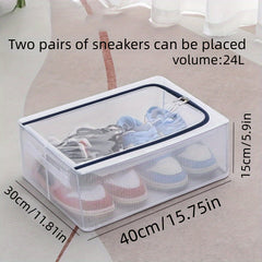 Clear Shoe Storage Box PVC Shoe Packaging Container Wardrobe Organizer