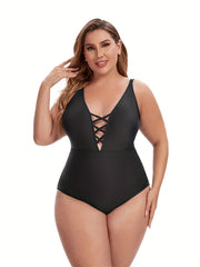 Criss Cross Cut Out One Piece Swimsuit