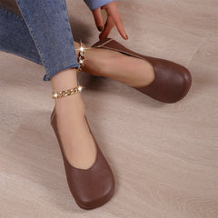 Women's Retro Flat Loafers Slip On Soft Sole Shoes Faux Leather Walking Flats