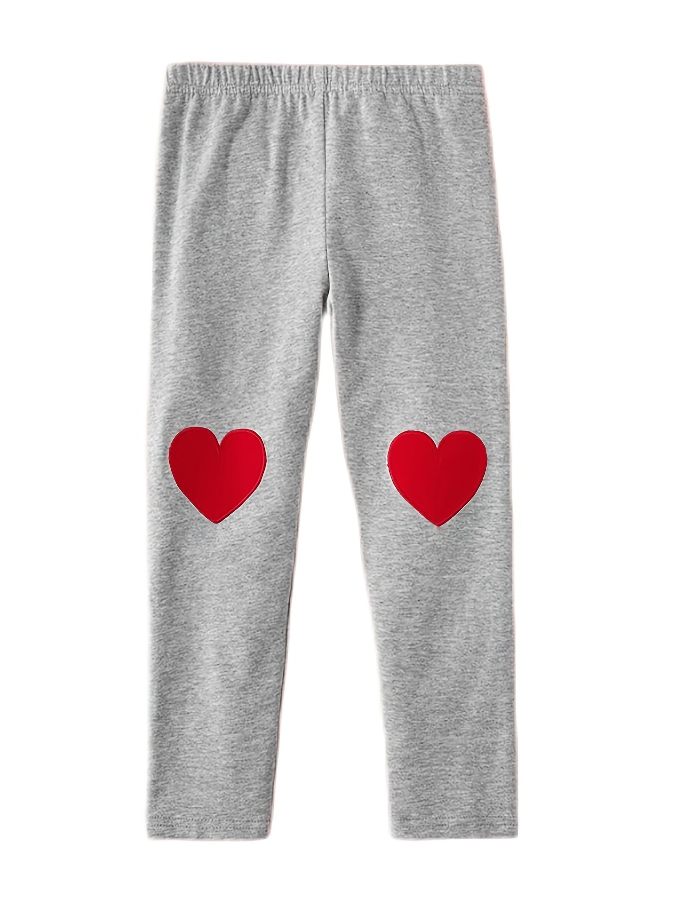 3pcs Girls Heart Print Leggings Breathable Casual Pants For Kids
