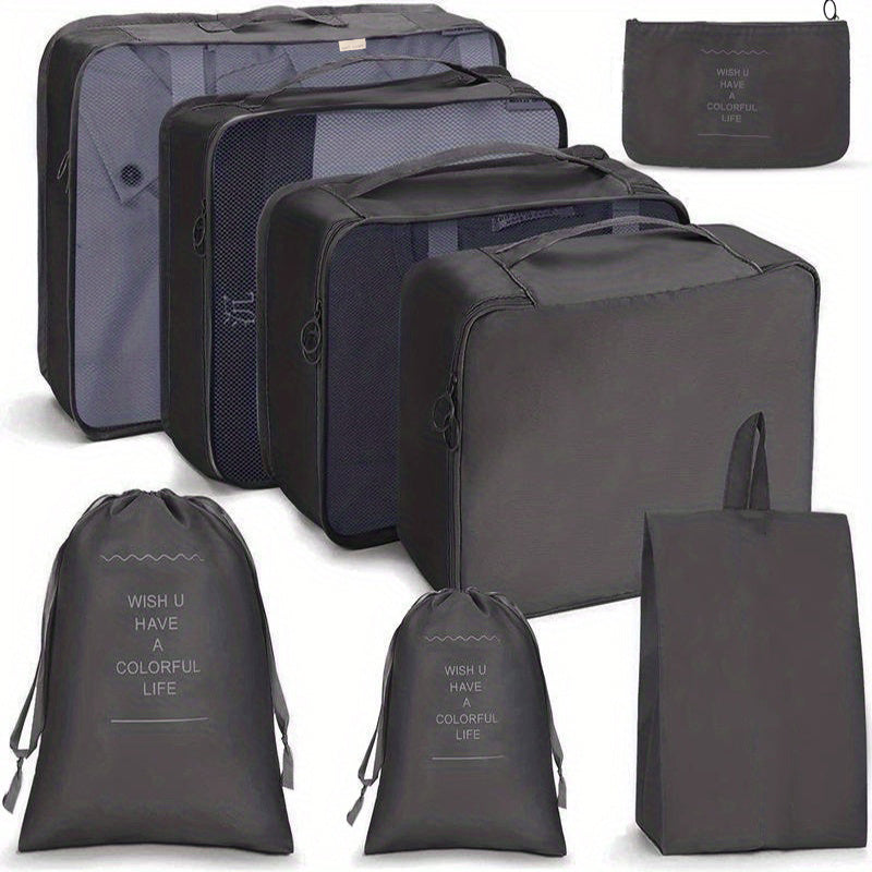 8-Pcs Travel Luggage Bag Set - Dustproof Clothes Organizers