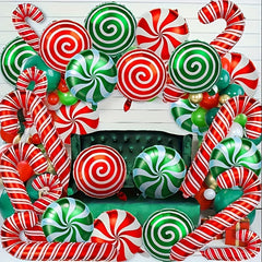 2pcs Christmas Foil Balloons Lollipop Party Balloons Red And Green Balloons