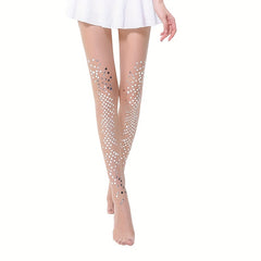 Sequin Decor High Waist Sheer Footed Pantyhose