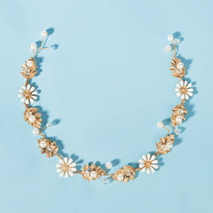 Golden Leaf Flower Bridal Headband Wedding Hair Piece