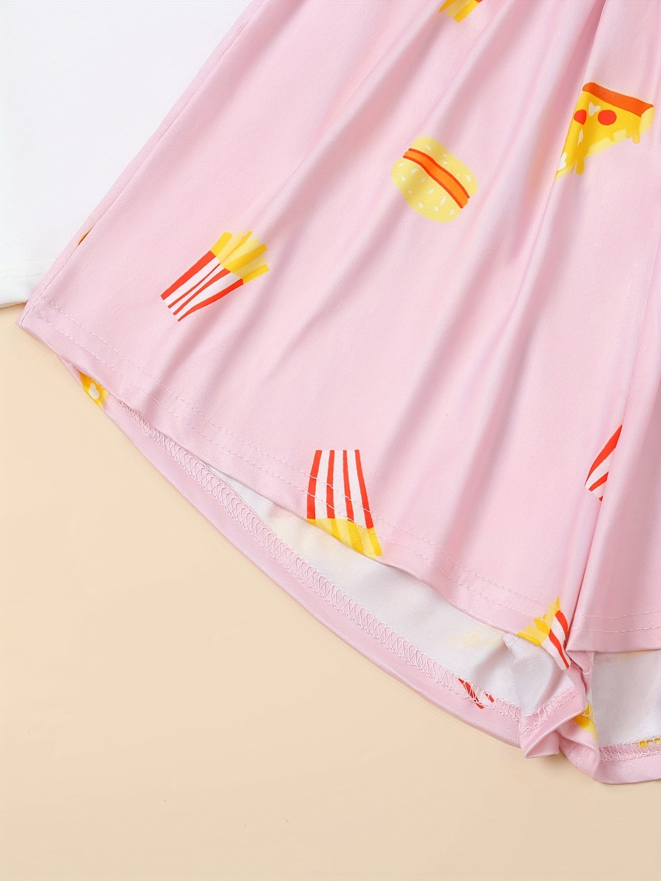 Fries Print Pajama Set Short Sleeve Top & Shorts Women's Sleepwear